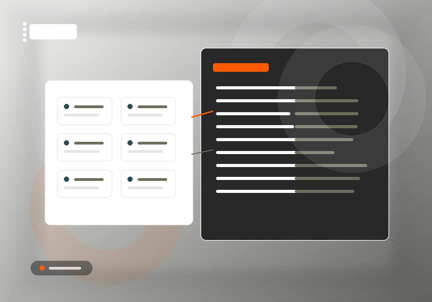 Support dashboard met statusindicatoren. Support dashboard with status indicators.